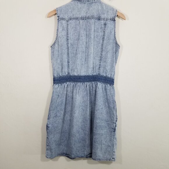 GAP Cotton Button Down Sleeveless Denim Dress Blue with Pockets Size M - Picture 5 of 5